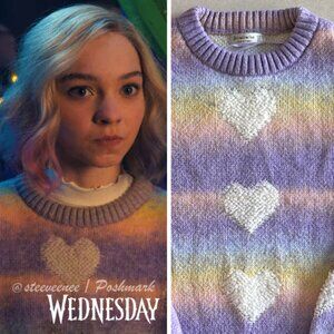 Stradivarius Heart Detail Pattern Rainbow Sweater ASO Enid Sinclair